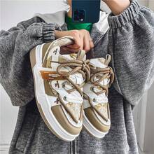 Thick-Soled Men's Sports Shoes Letter Printing Sports Camouflage Mesh Four Seasons Fashion Classic College Wind Multifunctional Running Shoes Comfortable And Durable Skateboarding Shoes Leisure Sports. - 卡其色 - 查看 9