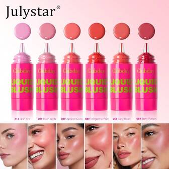 Clubday Natural Glow Liquid Blush 6 Shades, Lip & Cheek Tint For A Healthy Flush, Buildable Water-Based Formula, Dewy Skin-Like Finish, Everyday "No-Makeup" Makeup Essential