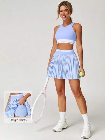 MASKERT 女士户外运动网球裙、高尔夫裙、运动服、瑜伽裙、跑步健身裙，透气舒适，亲肤夏季款