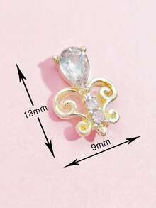 10pcs Delicate Hollow Out Rhinestone Nail Art Decorations, 3D Metal Crystal Water Drop Sparkling Versatile Gold & Silver Nail Jewelry DIY Accessories For Girls And Women Nails Nail Supplies - Multicolor - View 3