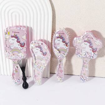 2 piezas Cepillo de masaje con garras de limpieza de dibujos animados lindos - Cepillo de pelo con perlas burbujeantes antiestáticas, herramienta de limpieza de peine, apto para uso seco y húmedo, portátil, gran regalo para mujeres