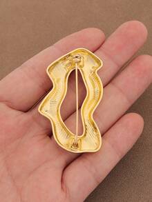 1pc Fashionable Silver & Gold Alloy Lip Shape Brooch Pin, Lips Open Mouth Brooch Pin Suitable For Women's Daily Wear - Gold and Silver - View 5