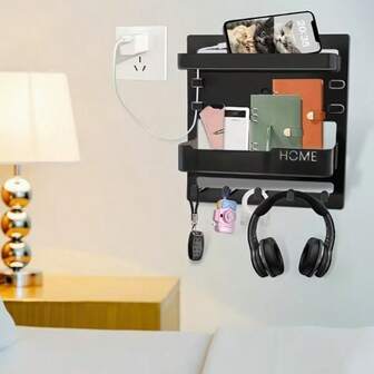 1 pieza Caja de almacenamiento para control remoto de aire acondicionado, soporte transparente montado en la pared para cargar teléfonos, diseño minimalista