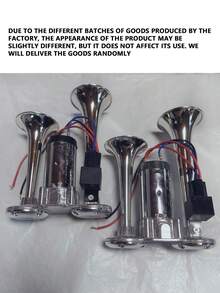 Dual-Tube Integrated Motorcycle Horn, Dual-Tube Integrated Air Horn, 12V/24V Car Horn, Motorcycle & Car Modification Horn, Integrated Dual-Tube Air Pump Horn - Multicolor - View 12