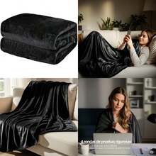 Matrimonial King Size Ultrasuave 400GSM Frazada de Franela Manta Individual Frazada Cómoda y Calientita Cobijas Calientitas Cobertores para Cama Sofá Dormitorio Oficina Viaje ()(Color Negra Matrimonial(200*230cm)) - Multicolor - Ver 1