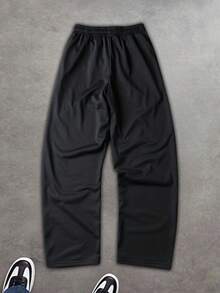 男士宽松休闲裤 - 采用弹性腰带和可调节抽绳设计，轻便百搭，适合日常穿着、居家休闲和外出活动。复活节裤装，开斋节服装 - 黑色 - 查看 2