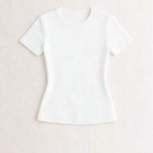 Baby Look Feminina Camiseta Básica Lisa T-shirt Confortável 100% Algodão Premium - Branco - Visão 5
