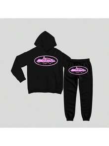 Corteizz Pink Island Rules The World Alcatraz Streetwear Cotton Sweatshirt Set For Adults And Children - màu đen - Xem 1