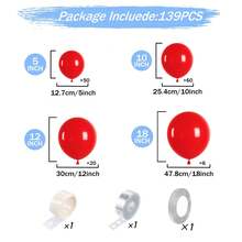 31pcs/73pcs/139pcs Red Balloons Decoration Set, Includes 5inch, 10inch, 12inch, 18inch Balloons, Suitable For Valentine's Day Party, Birthday Party, Wedding Party