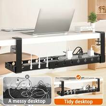 Adjustable No-Drill Cable Management And Storage Tray (Black And White Options) - Can Hold Cables And More. Features Wall-Mounted Hidden Channel And Extendable Shelf, Ideal For Office, Bedroom - Multicolor - View 11