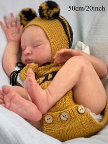 50cm 20inch Sleeping Reborn Baby Doll with 3D-paint Skin and Visible Veins, Realistic Soft Vinyl Limbs Cloth Body Girl Baby Princess Art Toy for Kids Birthday Gift - Muñeca bebé durmiendo - Ver 2