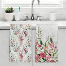 MEMNUN 2 Peças Toalhas de Cozinha com Estampa Floral e Vegetal em Aquarela, 40 x 60 cm (15,75 x 23,62 pol.) Toalhas de Microfibra Super Macias e Absorventes, Decoração Moderna de Cozinha, Adequadas para Sala de Jantar, Cozinha, Banheiro, Decoração Doméstica, Presentes, Todas as Estações - Multicolorido - Visão 10