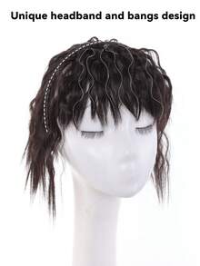 假发、女士发带、一体式发带、顶部卷发、玉米辫烫发遮盖白发、合成发带、发带、接发 - 彩色 - 查看 3