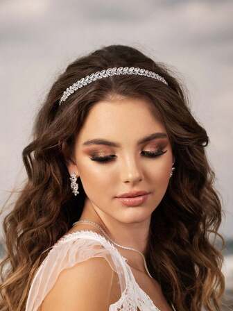 1pc Elegant Bridal Headpiece, Sparkling Cubic Zirconia Embellished Headband, Versatile Hair Accessory For Daily Wear, Wedding, Birthday Party, Christmas, Valentine's Day Gift