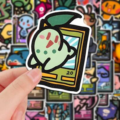 pokemon 49张宝可梦涂鸦卡片，创意宝可梦贴纸，可用于DIY装饰水瓶、滑板、手机、笔记本电脑、自行车、冰箱、玩具等。
