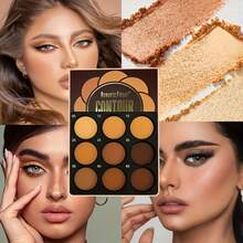 9-Color Contour & Bronzer Palette, Matte Sculpting Powder For Face, Medium To Deep Skin Tone Friendly, Highly Pigmented & Easy Blend Shading Kit For Cheeks Nose Jawline, Long-Lasting Natural Definition, Beginner & Daily Use - 彩色 - 查看 6