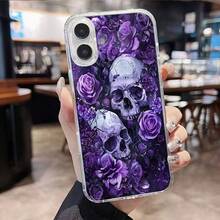Calaberas y rosas moradas oscuras florecen belleza gótica.Funda de teléfono magnética Elemento de diseño de funda para teléfono, una funda elegante y delicada hecha de material TPU, con diseño - Succión magnética transparente - Ver 5