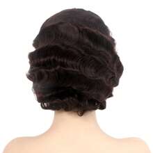 1920年代风格假发，浅棕色手指波浪卷发假发，复古爵士女郎假发，女士自然合成假发，适合日常、派对、角色扮演、戏剧表演等场合，渐变色，由金色#613到酒红色#350。