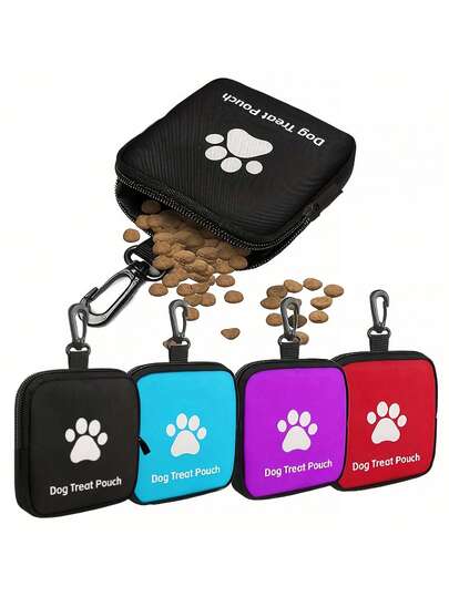 Ziplock Polyester Dog Training Treat Bag - Portable Pet Snack Pouch, Suitable For Outdoor Activities And Dog Walking, Available In Multiple Colors (Black, Red, Purple, Blue), Ideal For Dog Owners And Trainers' Travel Pet Treat Container Dog Treat Bag Dog Treat Pouch Dog Walking Bag Pouch