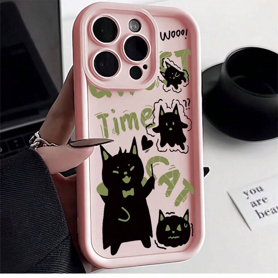 Flexible Ghost Cat Protective Case, Drop Resistant, Camera Protection Case For Apple  13 14 15 11 12 16 17 Pro Max 17 Air 14 15 16 Plus XR, Galaxy A03 A04E A05S A10S A11 A12 A13 4G A14 A15 A20 A23 A32 A34 A35 A50S A30S A51 4G A52S 5G A54 A55 A71 4G A72 S20 S21 S23 FE S22 S23 Ultra S24 Plus M34 A07 A17 S25 EDGE, Redmi A2 A1 A3 8 9A 10C 12 5G 12C 11A 13 13C 14C, POCO C55 C65 X3 X4 X6 X7 PRO 5G M3 F3 F5 F6 F6 F7 PRO F7 Ultra Note 8 8 Pro 9 9s 9 Pro 10s 11s 4G 11 Pro 12 5G 12S 4G 12 Pro 5G 13 4G 13 Pro 4G 14 Pro 5g 14 5G 14 Pro 4g 5g K80PRO A5 11 12 Lite 14 15T Pro 15T 15 4G 15 Pro Plus MOTO E13 G04 4G G24 4G E14 G14 G22 G30 G10 G20 G34 G53 G54 G84 Edge 60 PRO 5G Infinix 50s VIVO 5G REALME C71 UV Custom Printing Minimalist Anti-Scratch Case Perfect Fit P15817 - Hồng - Xem 1