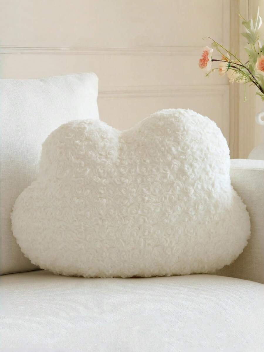 Cloud Shaped Throw Pillow, Comfortable Cloud Decor Cushion For Sofa Bed, Bedroom Living Room Home Decoration - White - View 1