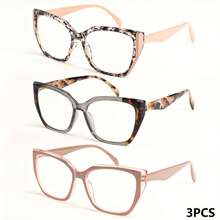 Zinqora 3-Pack Retro Chic Rectangular Reading Glasses Fashion Frame No Accessories Included Reading Eyewear For Stylish Women - Pink Leopard Print + Tortoiseshell + Pink - View 18