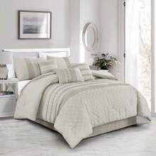 7 Piece White Embroidered Comforter Set- All Season Elegant Bedding Set, Contemporary Brushed Microfiber - Breathable & Comfortable Bed In A Bag With Down Alternative Filling - Xám - Xem 6