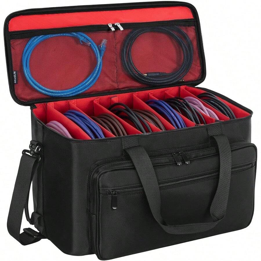 AKOZLIN Bolsa grande de viaje para banda con organizador de cables y divisores desmontables para DJ estuche organizador de cables para equipo de DJ instrumento de sonido y accesorios para músicos - como en la foto - Ver 1