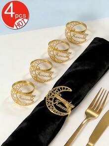 6/12pcs Gold Star & Moon Napkin Rings, Suitable For Ramadan Room Decor, Tabletop Decor, Home Decor, Ideal For Party, Birthday, Wedding, Dinner Buffet Elegant Minimalist Decoration - Multicolor - View 10