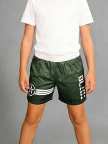 Life Baseball 101 1-Piece Set For Summer OutdoorsGirls/Youth Print Shorts  Loose Casual Shorts - Army Green and White Printed - View 2