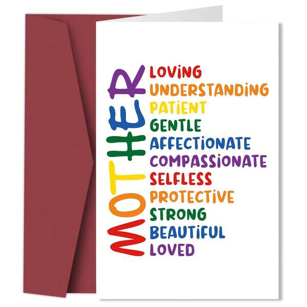 1pc Funny Mother Meaning Greeting Card With Envelope - Mother Definition Card For Mom, Heartfelt Mom Thank You Card, Ideal For Mother's Day, Birthdays & Special Occasions
