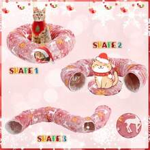 Túnel para Gatos Debajo del Árbol de Navidad de 3 Pies Circular y de Dona para Interior Juegos Festivos - como en la foto - Ver 3