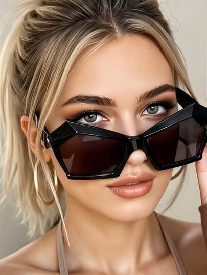 1 Retro Katzenaugen Mode Brillen für Frauen, Mehrfarbige Optionen, & vielseitig, ideales Geschenk, einfarbige lässige PC (Polycarbonat) stilvolle Brillen, geeignet für alle Jahreszeiten