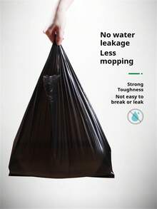50个/包 加厚黑色塑料背心式垃圾袋，带提手，适用于厨房、浴室、客厅、卧室、办公室、物业管理等场所，多用途塑料袋，垃圾袋