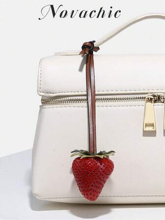 1pc Handmade Strawberry Charm Suitable For Summer Vacation Beach Accessory (Charm Only No Bag) Keychain Bag Charm Purse Charm Keyring