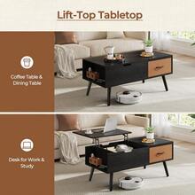 Coffee Table With Storage,39.5'' Lift Top Coffee Table,Hidden Storage Compartment,Foldable Drawer,Lift Tabletop Dining Center Table For Home Living Room Office,Black - 黑色 - 查看 6