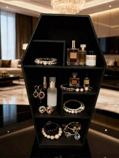 Multi-Layer Gothic Vampire Coffin Jewelry Box - Made Of Durable Plastic, For Storing Rings, Necklaces And Earrings - Vintage Gothic Decor, Suitable For Themed Rooms, Dark Aesthetic Gifts, Vanity, Multi-Purpose Storage Box