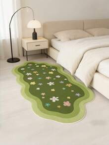 1 件优质天鹅绒仿羊皮花卉地毯，柔软易打理的苔藓花地毯，适用于客厅、沙发、卧室、家居装饰、节日装饰 - 綠色 - 查看 8