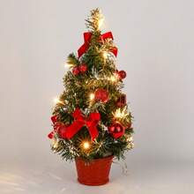 40cm Artificial Small Mini Christmas Tree Table Top Ornaments - Red - View 4