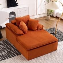A 46cm High Reclining Sofa With A Clean, Frameless Design, Ideal For Reading. Featuring Wide Armrests, It Comes Fully Assembled. - Orange + Corduroy - View 5
