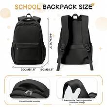 Mochila ligera de ocio negra para mujer, mochila para portátil de gran capacidad, mochila escolar, mochila impermeable de nailon casual con organizador de múltiples bolsillos para viajes, ir al trabajo, escuela y uso diario - Multicolor - Ver 2