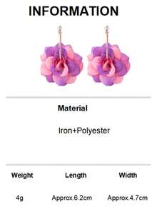 1 Pair Bohemian Style Fabric Flower Earrings, Fashionable For Women, Suitable For Daily Wear, Vacation And Gift - Rose Pink - View 9