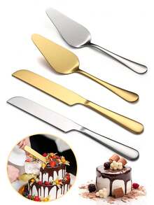 1pc/2pcs Stainless Steel Shovel,Jam Spatula,Bread Slicer,Pizza Spatula,Steak Cutter,Premium Cake Cutting Set,Exquisite Knife And Toothed Shovel,Gold-Plated Stainless Steel Cake Shovel,Household Triangle Belt Tooth Shovel - Multicolor - View 12