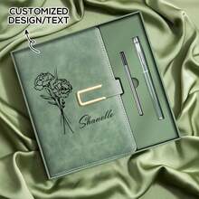 Personalized PU Leather Notebook - Customized Travel/Teacher/Church Notebook, Faux Leather Hard Cover Journal, Graduation/Mother's Day/Father's Day/Teacher's Day/Anniversary Gift, School Supplies, Back To School, Valentine's Day Gift - Multicolor - View 1