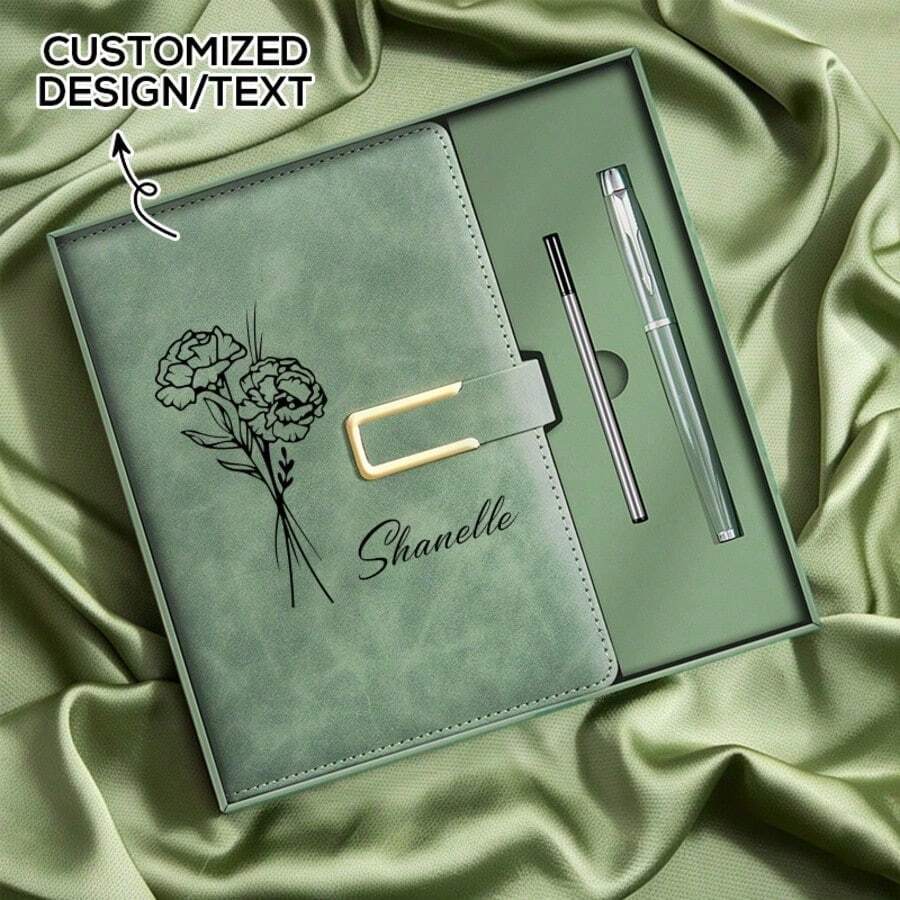 Personalized PU Leather Notebook - Customized Travel/Teacher/Church Notebook, Faux Leather Hard Cover Journal, Graduation/Mother's Day/Father's Day/Teacher's Day/Anniversary Gift, School Supplies, Back To School, Valentine's Day Gift - Multicolor - View 1