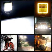 1 Pc AURUM BEAM 48W Square 4 Inch LED Work Light Off Road Auxiliary Light With Unique Day Time Running Light For Car Truck SUV Forklift