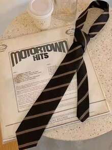 1条日式女童条纹领带，JK制服领带 - 咖啡棕 - 查看 3