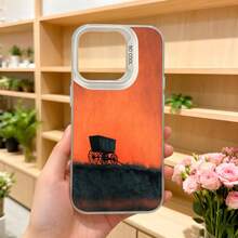 Funda para teléfono con diseño de carro antiguo naranja y negro con texto CASETNO para uso diario en floristería,Aplicable a los teléfonos de la serie Apple y Galaxy - Negro - Ver 5