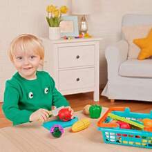 Battat Juguetes de Comida para Niños Juego de Comida con Tablas de Cortar y Accesorios Cesta de Productos del Mercado de Granjeros Fruta para Niños Pequeños Edad 2 Años,37057152 - Multicolor - Ver 2
