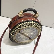 Dancing Engine Funny Clock-Shaped Bag Luxury Designer Purses And Handbags Shoulder Bags Women's Round Bag Pu Leather Woman's Bag - Multicolor - View 6